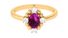 Oval Rhodolite and Diamond Cocktail Ring Rhodolite - ( AAA ) - Quality - Rosec Jewels