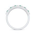 Baguette Cut Created Emerald Classic Half Eternity Ring with Diamond Lab Created Emerald - ( AAAA ) - Quality - Rosec Jewels