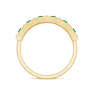 Baguette Cut Created Emerald Classic Half Eternity Ring with Diamond Lab Created Emerald - ( AAAA ) - Quality - Rosec Jewels