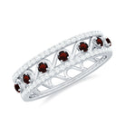 0.5 CT Designer Garnet and Diamond Half Eternity Band Ring Garnet - ( AAA ) - Quality - Rosec Jewels