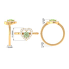 Green Sapphire Heart Promise Ring with Diamond Halo Green Sapphire - ( AAA ) - Quality - Rosec Jewels