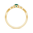 Emerald and Diamond Crossover Promise Ring Emerald - ( AAA ) - Quality - Rosec Jewels