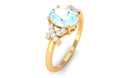 Oval Sky Blue Topaz Solitaire Split Shank Ring with Diamond Sky Blue Topaz - ( AAA ) - Quality - Rosec Jewels