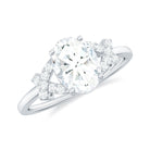 Oval Cut Moissanite Solitaire Ring in Spilt Shank Moissanite - ( D-VS1 ) - Color and Clarity - Rosec Jewels