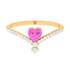 Heart Shape Pink Sapphire Solitaire Ring with Diamond Pink Sapphire - ( AAA ) - Quality - Rosec Jewels