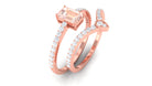 Genuine Morganite and Diamond Stackable Ring Set Morganite - ( AAA ) - Quality - Rosec Jewels