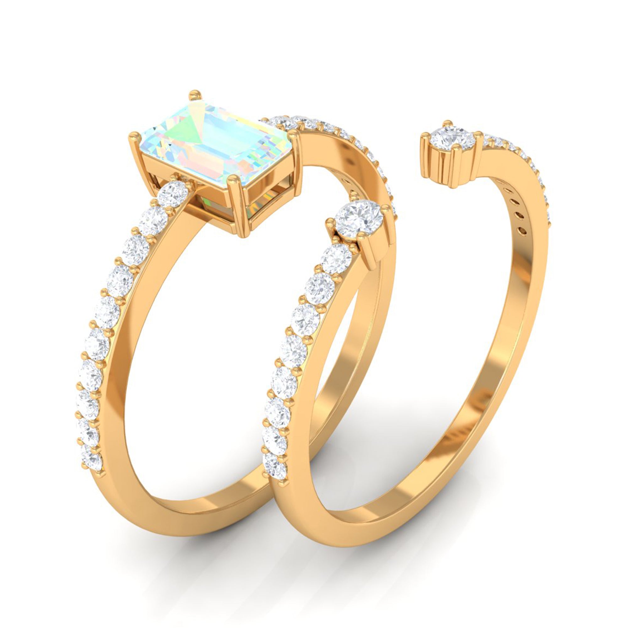 Ethiopian Opal and Diamond Solitaire Ring Set Ethiopian Opal - ( AAA ) - Quality - Rosec Jewels