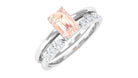 Natural Morganite Stackable Ring Set with Diamond Morganite - ( AAA ) - Quality - Rosec Jewels