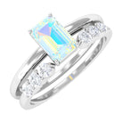 Natural Ethiopian Opal and Diamond Solitaire Ring Set Ethiopian Opal - ( AAA ) - Quality - Rosec Jewels