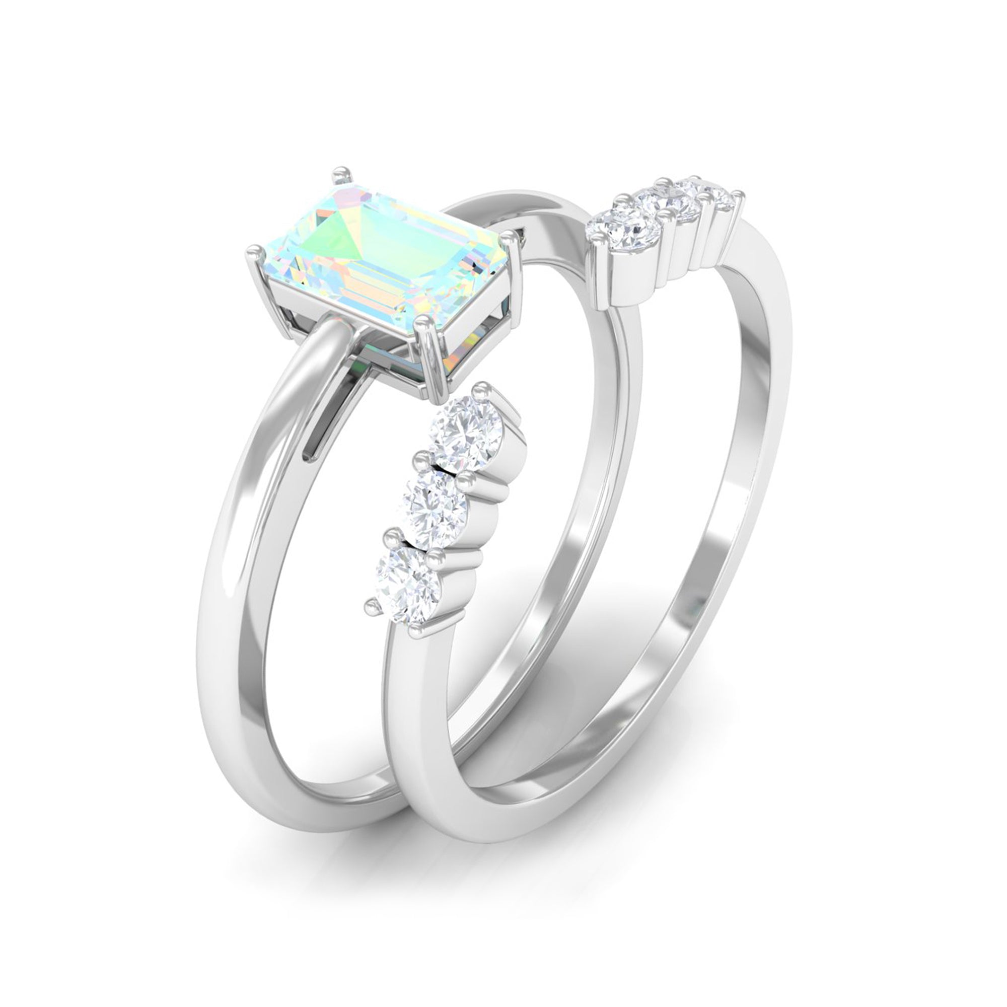 Natural Ethiopian Opal and Diamond Solitaire Ring Set Ethiopian Opal - ( AAA ) - Quality - Rosec Jewels