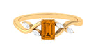 Octagon Cut Citrine and Diamond Solitaire Engagement Ring in Split Shank Citrine - ( AAA ) - Quality - Rosec Jewels