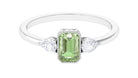 Green Sapphire and Diamond Three Stone Ring in Bezel Setting Green Sapphire - ( AAA ) - Quality - Rosec Jewels