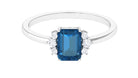 Octagon Cut London Blue Topaz Engagement Ring with Diamond Accent London Blue Topaz - ( AAA ) - Quality - Rosec Jewels