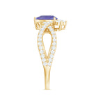 Pear Shape Tanzanite Solitaire Crossover Ring with Diamonds Tanzanite - ( AAA ) - Quality - Rosec Jewels