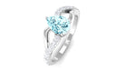 Split Shank Pear Cut Aquamarine Solitaire Ring with Diamond Aquamarine - ( AAA ) - Quality - Rosec Jewels