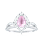 Pear Cut Rose Quartz Designer Engagement Ring with Diamond Rose Quartz - ( AAA ) - Quality - Rosec Jewels