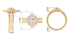 Cushion Cut Morganite Wedding Ring Set with Moissanite Morganite - ( AAA ) - Quality - Rosec Jewels