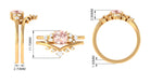 Morganite and Diamond Ring Set with Leaf Motif Morganite - ( AAA ) - Quality - Rosec Jewels