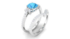 Cushion Cut Swiss Blue Topaz Ring Set with Diamond Swiss Blue Topaz - ( AAA ) - Quality - Rosec Jewels