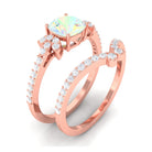 Cushion Cut Ethiopian Opal and Diamond Bridal Ring Set Ethiopian Opal - ( AAA ) - Quality - Rosec Jewels