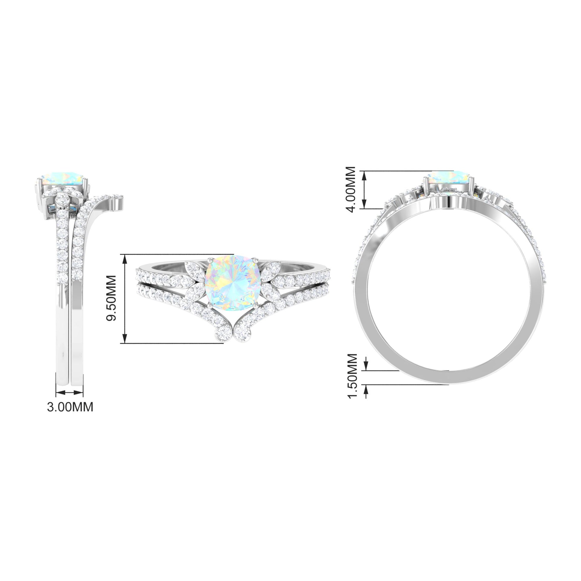 Cushion Cut Ethiopian Opal and Diamond Bridal Ring Set Ethiopian Opal - ( AAA ) - Quality - Rosec Jewels