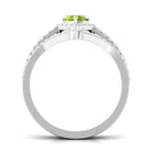 Genuine Peridot Ring Set with Moissanite Peridot - ( AAA ) - Quality - Rosec Jewels