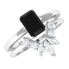 Lab Created Black Diamond Solitaire Wedding Ring Set with Diamond Lab Created Black Diamond - ( AAAA ) - Quality - Rosec Jewels