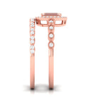 Emerald Cut Morganite and Diamond Designer Ring Set Morganite - ( AAA ) - Quality - Rosec Jewels