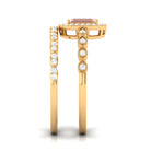 Emerald Cut Morganite and Diamond Designer Ring Set Morganite - ( AAA ) - Quality - Rosec Jewels