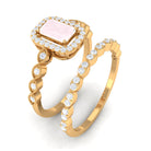 Octagon Cut Rose Quartz and Diamond Designer Ring Set Rose Quartz - ( AAA ) - Quality - Rosec Jewels