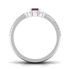 2.50 CT Real Rhodolite Solitaire Trio Ring Set with Moissanite Rhodolite - ( AAA ) - Quality - Rosec Jewels