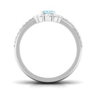 Aquamarine Solitaire Trio Ring Set with Diamond Aquamarine - ( AAA ) - Quality - Rosec Jewels