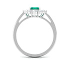 2 CT Classic Emerald Engagement Ring with Diamond Halo Emerald - ( AAA ) - Quality - Rosec Jewels