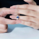 Marquise Cut Created Blue Sapphire Promise Ring With Diamond Lab Created Blue Sapphire - ( AAAA ) - Quality - Rosec Jewels