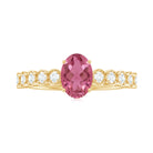 1.5 CT Oval Pink Tourmaline Solitaire Engagement Ring with Diamond Pink Tourmaline - ( AAA ) - Quality - Rosec Jewels