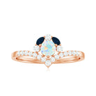 Designer Ethiopian Opal Engagement Ring with Blue Sapphire and Moissanite Ethiopian Opal - ( AAA ) - Quality - Rosec Jewels