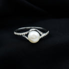 Freshwater Pearl and Diamond Classic Engagement Ring Freshwater Pearl - ( AAA ) - Quality - Rosec Jewels