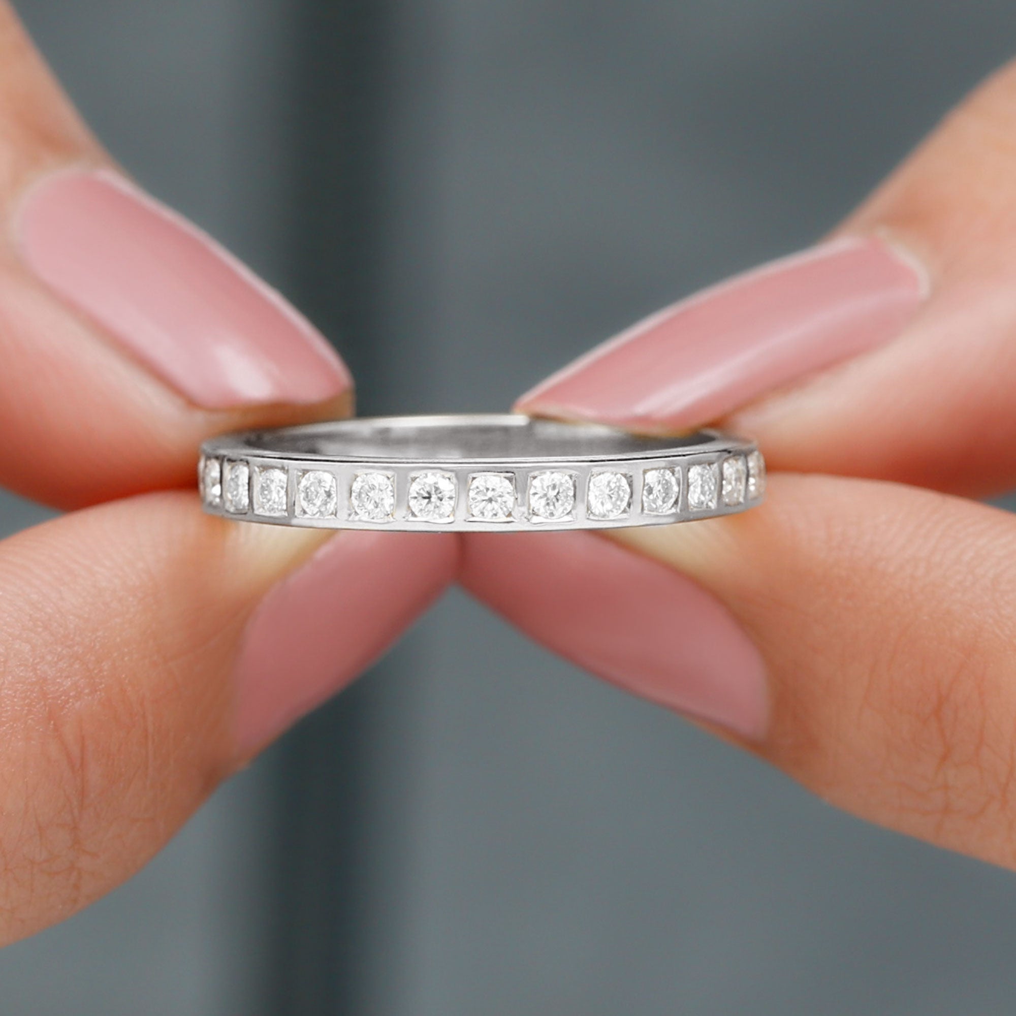 1/2 CT Bar Set Moissanite Half Eternity Ring Moissanite - ( D-VS1 ) - Color and Clarity - Rosec Jewels