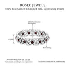 Real Garnet Flower Wedding Band Ring with Cutwork Garnet - ( AAA ) - Quality - Rosec Jewels