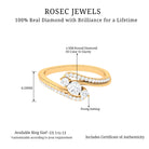 3 Stone Diamond Bypass Engagement Ring Diamond - ( HI-SI ) - Color and Clarity - Rosec Jewels