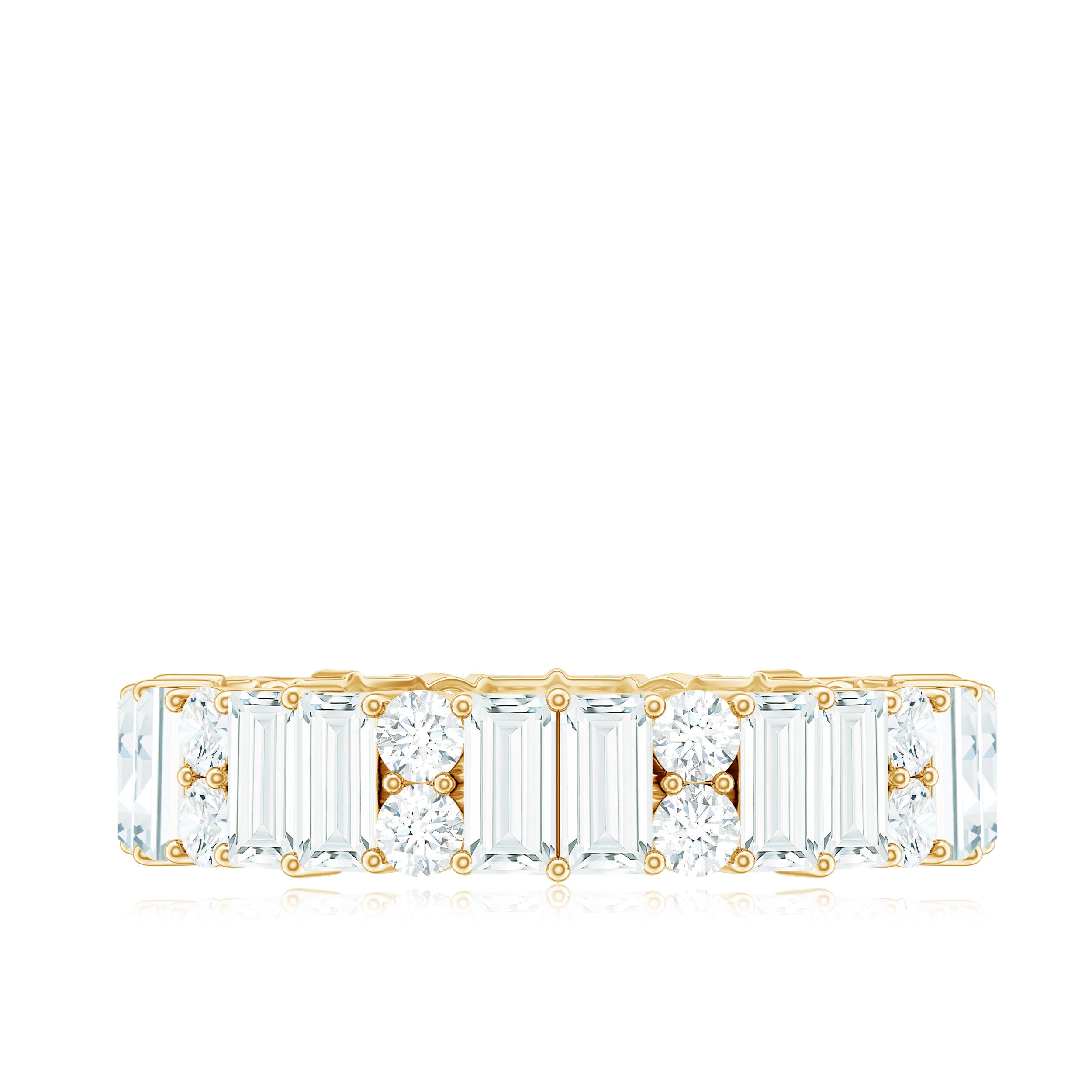 Round and Baguette Cut Moissanite Eternity Anniversary Band Moissanite - ( D-VS1 ) - Color and Clarity - Rosec Jewels