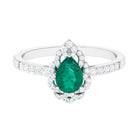 Pear Shaped Emerald Cocktail Ring with Diamond Emerald - ( AAA ) - Quality - Rosec Jewels