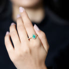 Pear Shaped Emerald Cocktail Ring with Diamond Emerald - ( AAA ) - Quality - Rosec Jewels