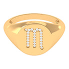 Cubic Zirconia Unisex Scorpio Zodiac Signet Ring Zircon - ( AAAA ) - Quality - Rosec Jewels