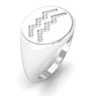 Cubic Zirconia Aquarius Zodiac Signet Ring Zircon - ( AAAA ) - Quality - Rosec Jewels