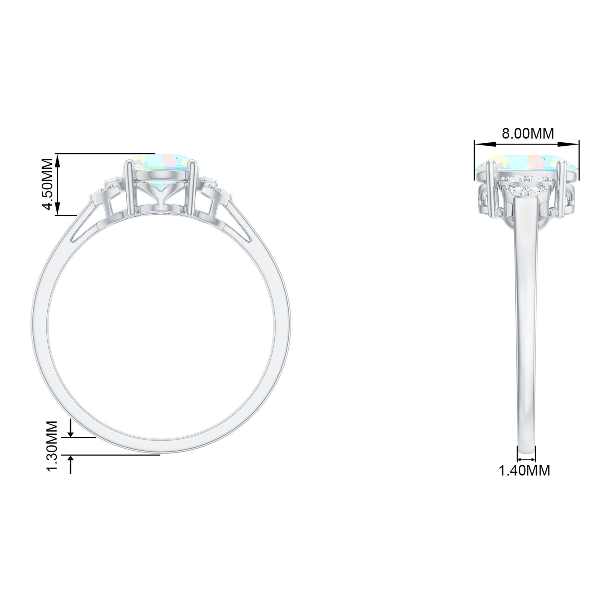 1.25 CT Oval Cut Ethiopian Opal Engagement Ring with Moissanite Collar Ethiopian Opal - ( AAA ) - Quality - Rosec Jewels