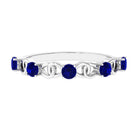 1 CT Round Blue Sapphire Gold Interlock Half Eternity Ring Blue Sapphire - ( AAA ) - Quality - Rosec Jewels