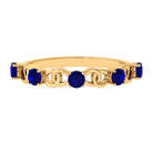 1 CT Round Blue Sapphire Gold Interlock Half Eternity Ring Blue Sapphire - ( AAA ) - Quality - Rosec Jewels