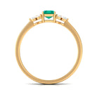 1 CT Octagon shape Emerald Engagement Ring with Diamond Trio Emerald - ( AAA ) - Quality - Rosec Jewels