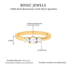 1/2 CT Bright Moissanite 3 Stone Ring for Women Moissanite - ( D-VS1 ) - Color and Clarity - Rosec Jewels